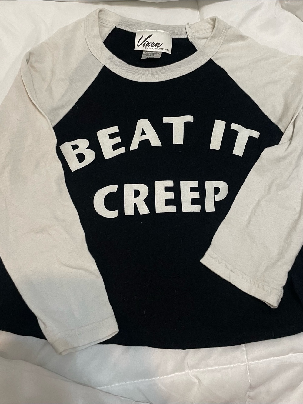 'Beat It Creep' Black & White Raglan Shirt